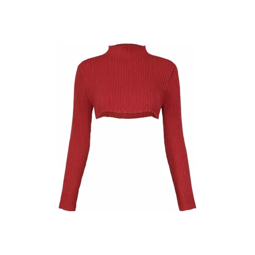 ISSEY MIYAKE Crop Tops Women's Red