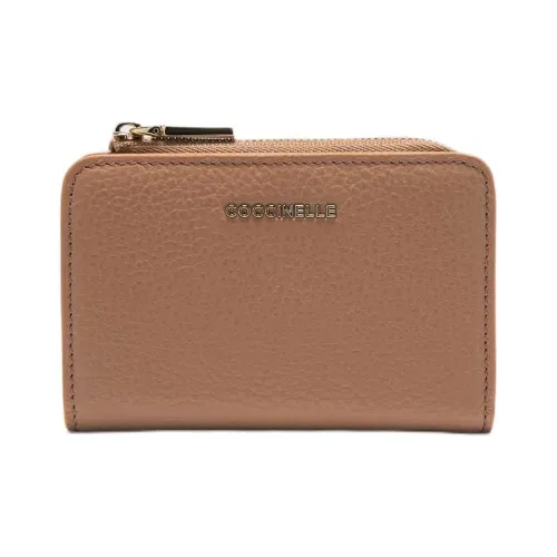 COCCINELLE Grain Leather Wallet Trumpets Women's Nude Brown