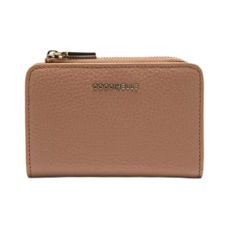 COCCINELLE Grain Leather Wallet Trumpets Women's Nude Brown-0