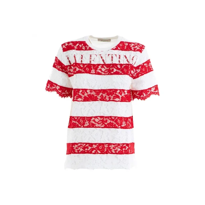 Valentino T-Shirts Women's Red White-0