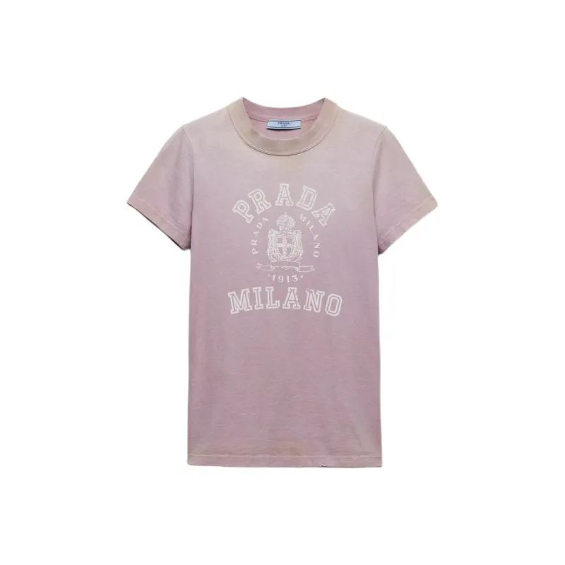 PRADA Logo Printed Crewneck T Shirt-0