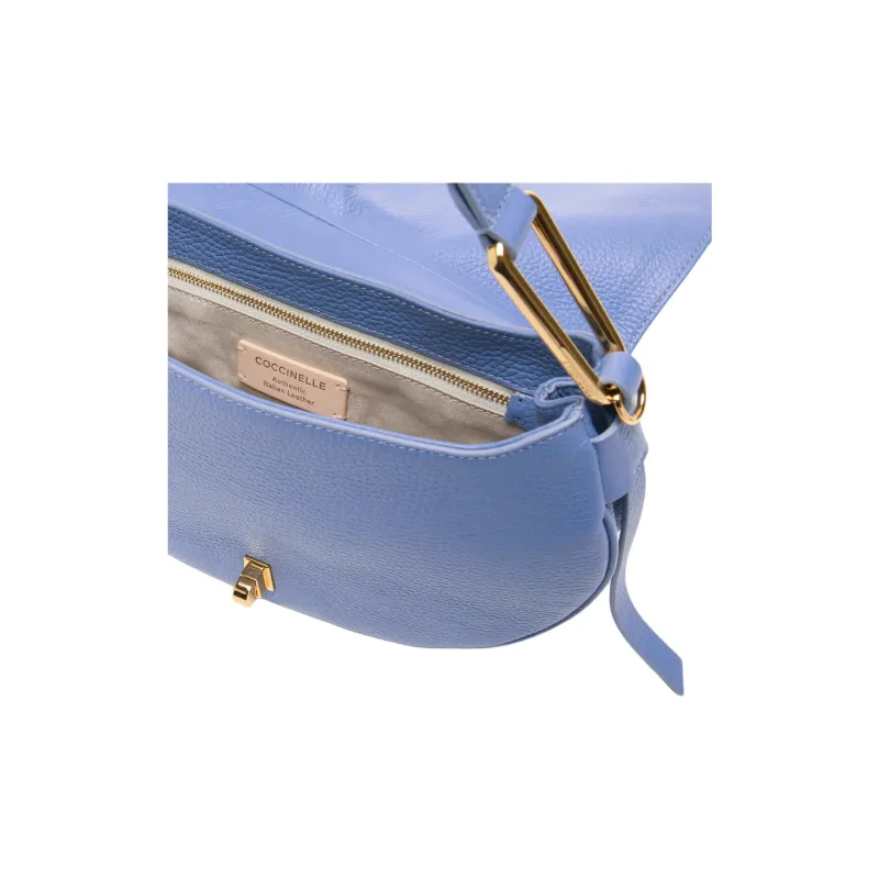 COCCINELLE Grain Leather One Shoulder Handbag Medium Size Women's Blue-2