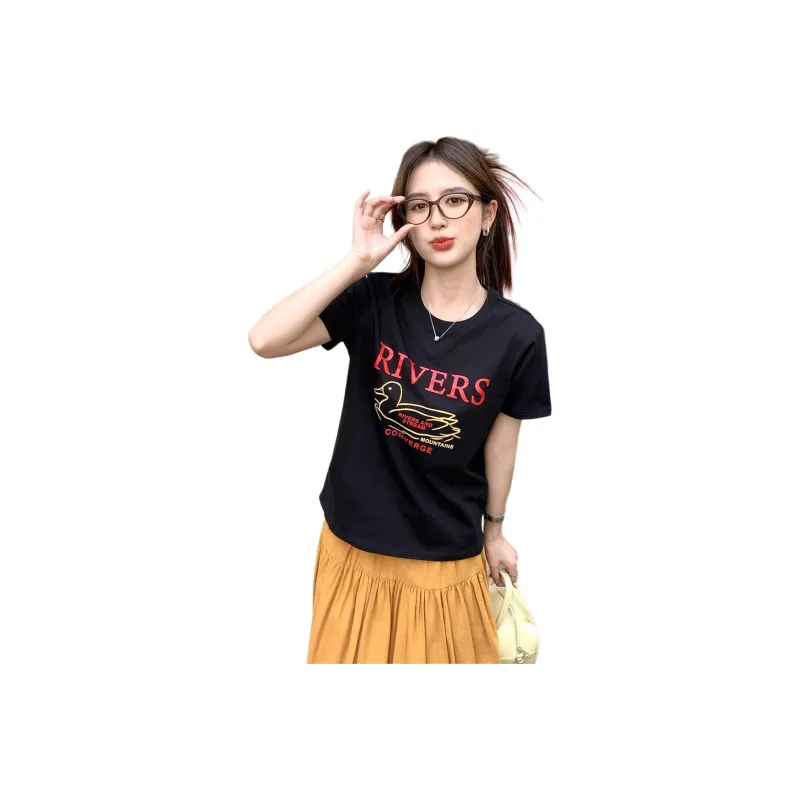 Tonlion T Shirts Women's Black-0