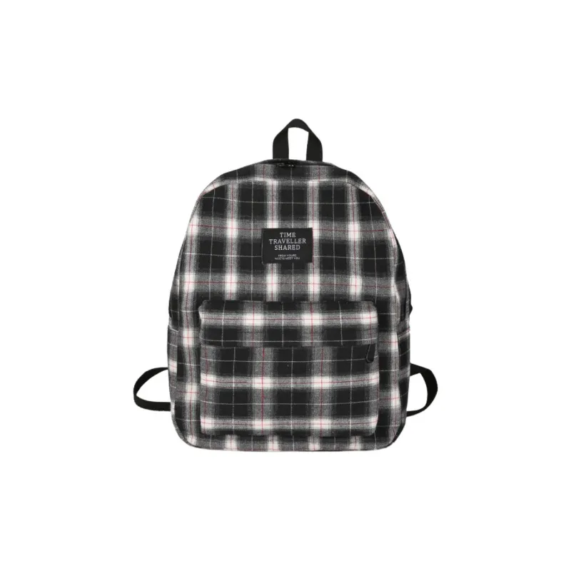 SUN EARTH &U Nylon Fabric Backpack Unisex Black/White-0