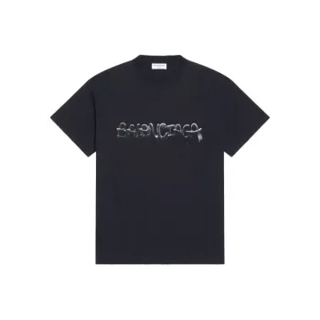 Balenciaga Women's Slime Medium Fit Vintage T Shirt Black
