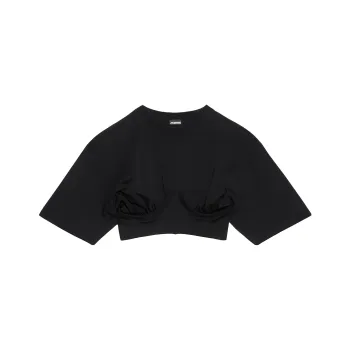 Jacquemus Le Caraco Jersey Top 'Black'