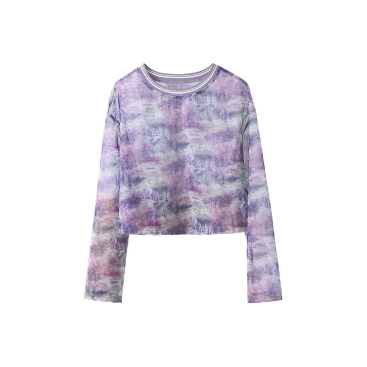 MITUAN Long-Sleeved T-Shirt Women's Dazzling Color-0