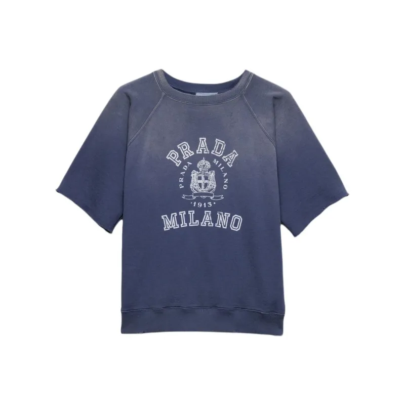 PRADA Logo Printed Crewneck T Shirt-0