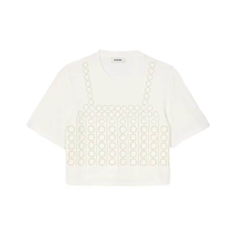 Sandro Beaded Cropped T shirt-0