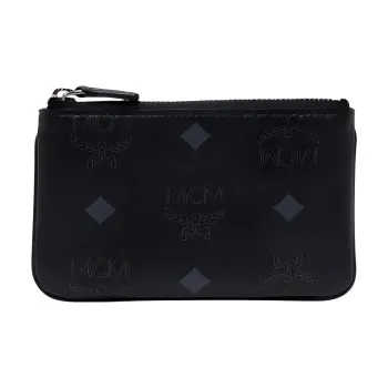 MCM Canvas Clutch Key Pouch Unisex Black