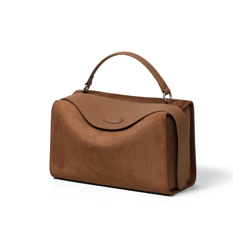 Bullrun Cow Leather Crossbody One Shoulder Handbag Regular Women's Milk Tea Brown-3