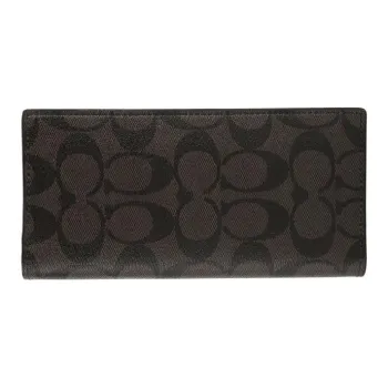 COACH Monogram Canvas With Leather Wallet, Wallet Men's Dark Coffee