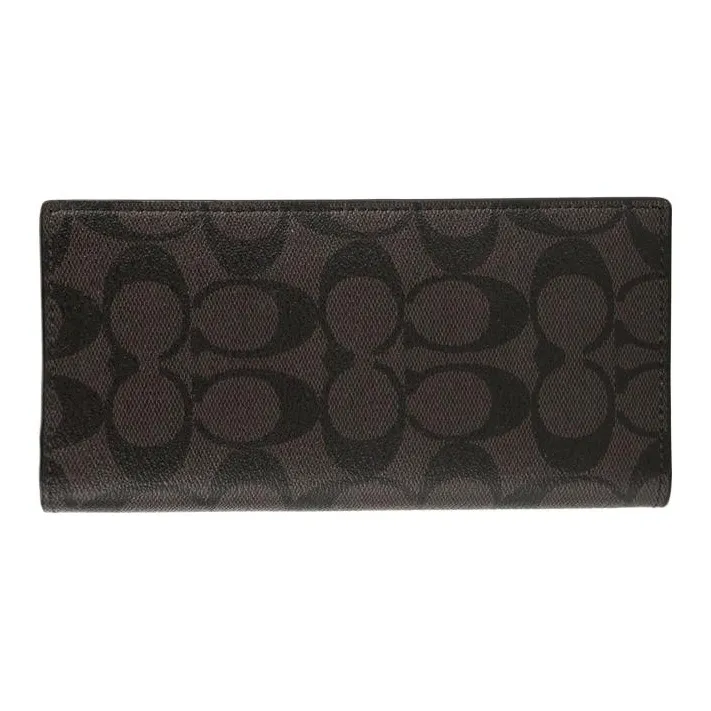 COACH Monogram Canvas With Leather Wallet, Wallet Men's Dark Coffee-0