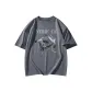 Dark Gray-Short-Sleeved-Chain Flying Bird White