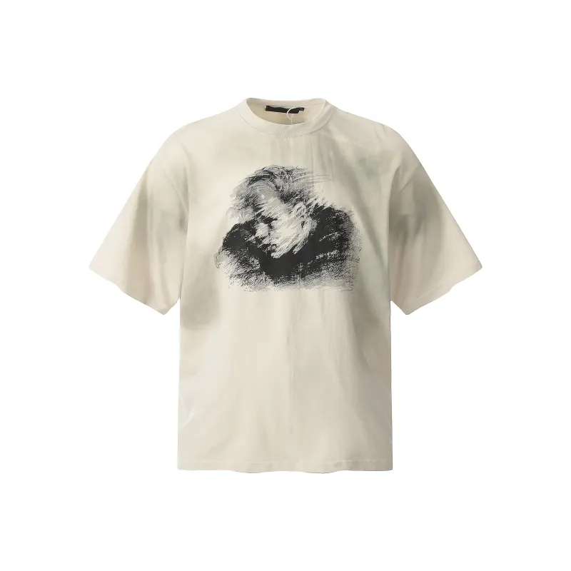 VINMUK Drop Shoulder Sleeve T Shirt Unisex Khaki-0