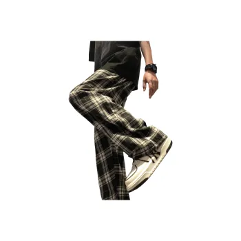 ZONEiD Casual Pants Unisex Black White Plaid