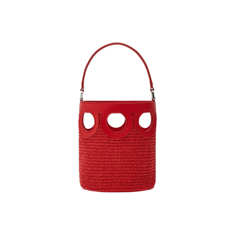 FERRAGAMO GANCINI Cow Leather Handbag Mini Women's Red-1