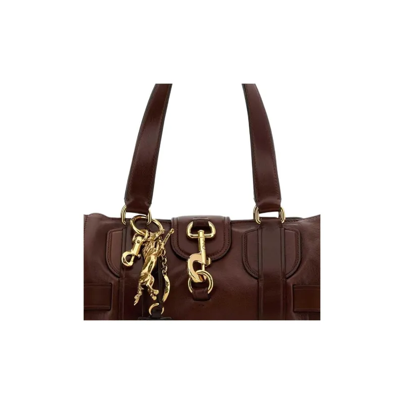 Chloe Leather Tote Bag, Shopping Bag, Shoulder Bag Women's Dark Brown-3