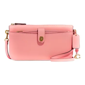 COACH NOA Polished Grained Leather Messenger Bag Shoulder Bag Crossbody Bag Medium Size Women's Cherry Blossom Pink