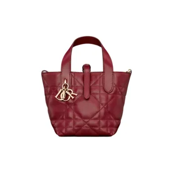 DIOR Toujours Calfskin Tote Bag, Shopping Bag, Shoulder Bag, Handbag Nano Women's Burgundy