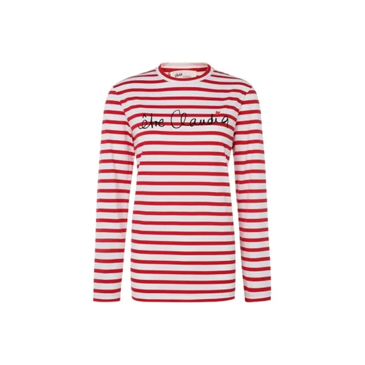 ETRE CECILE Long-Sleeved T-Shirt Women's Red White-0