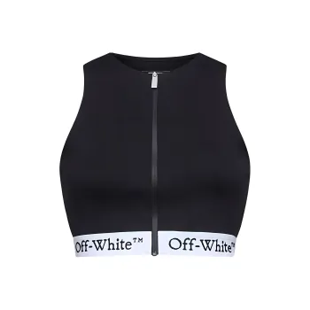 OFF WHITE Zip Up Crewneck Sleeveless Top