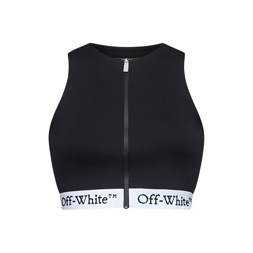 OFF WHITE Zip Up Crewneck Sleeveless Top