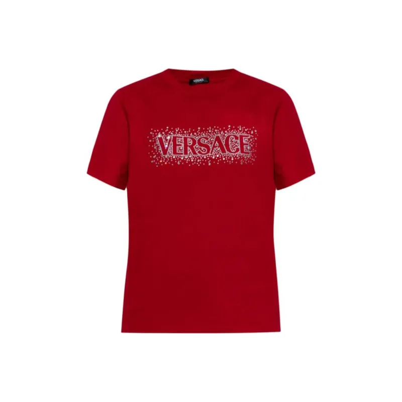 VERSACE Logo Embellished Crewneck T Shirt-0