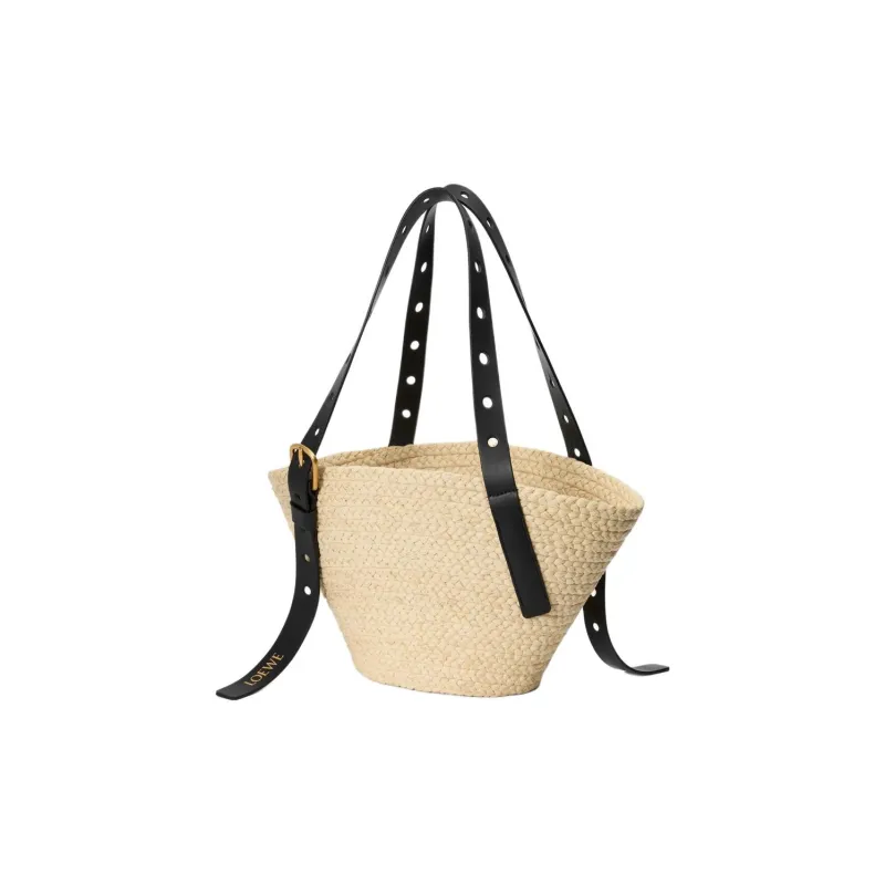 LOEWE Basket Calfskin Shoulder Bag Trumpets Women's Natural-1