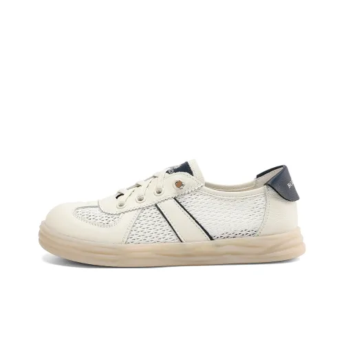 BOERDIQI White Sneakers Breathable And Lightweight Low Top Casual Shoes Women's