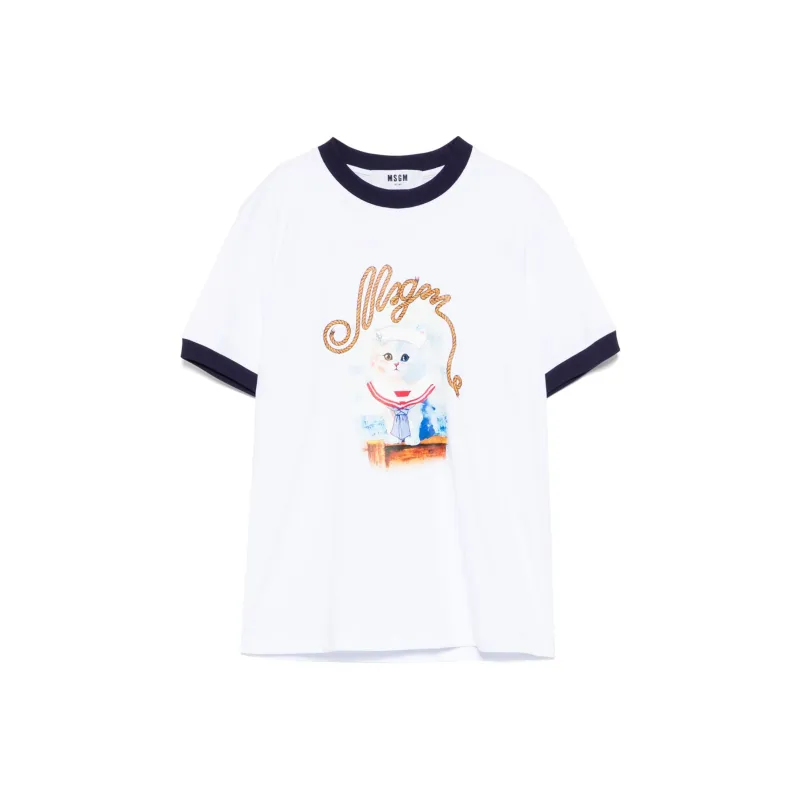 MSGM Graphic Printed Crewneck T Shirt-0
