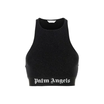 PALM ANGELS Sleeveless Cropped Knitted Top