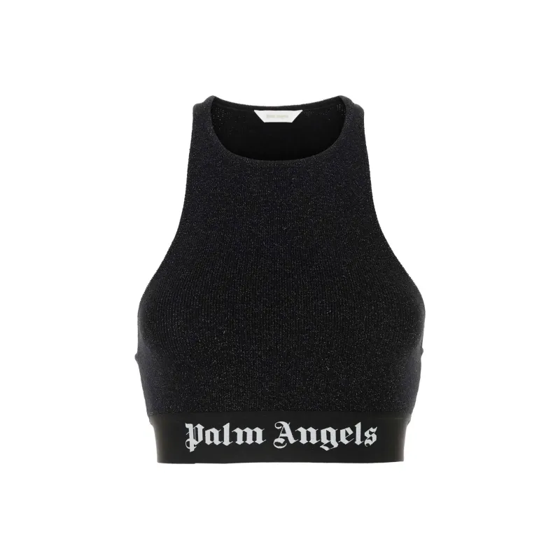 PALM ANGELS Sleeveless Cropped Knitted Top-0
