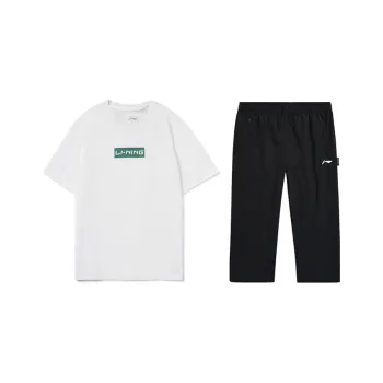 LINING Casual Sportswear Men Clothing Sets Ivory+Black