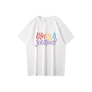 ZHONGBANGJICHU Drop Shoulder Sleeve T Shirt Unisex White