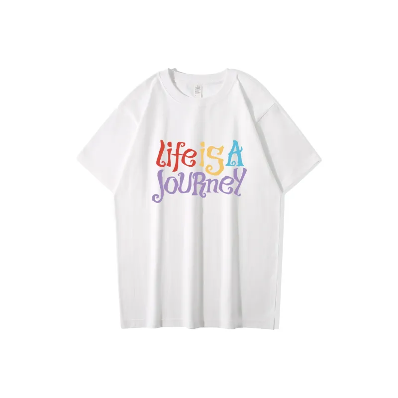 ZHONGBANGJICHU Drop Shoulder Sleeve T Shirt Unisex White-0