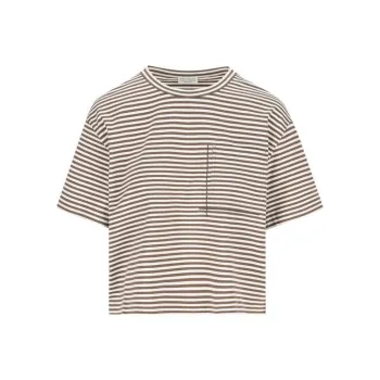 Brunello Cucinelli Striped Jersey Cropped T Shirt
