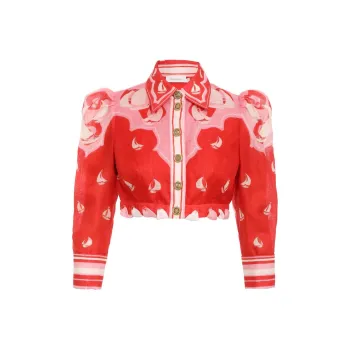 Zimmermann High Tide Eyelet Cropped Shirt