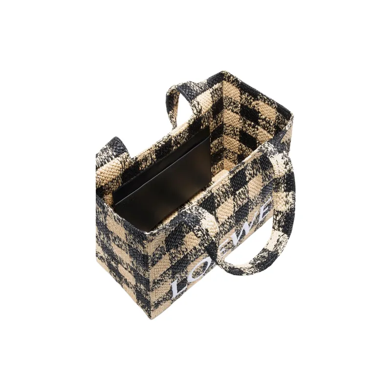 LOEWE Raffia Tote Bag, Shopping Bag, Shoulder Bag Tubas Women's Natural & Black-4