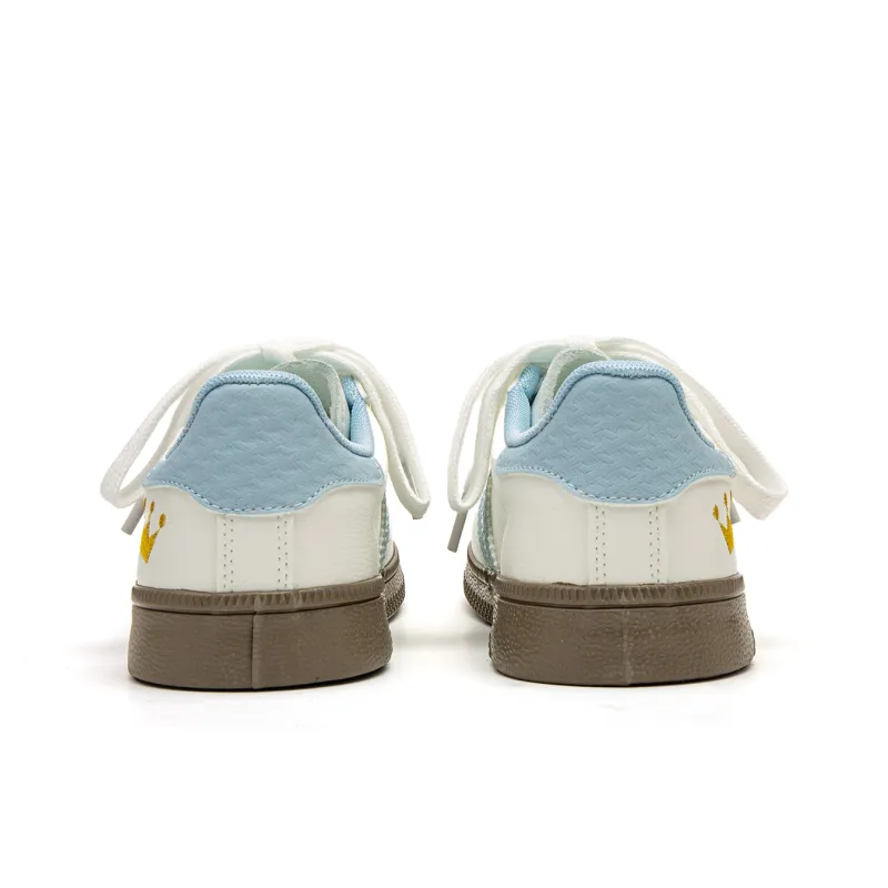Far Waves Anti Slip Wear Resistant Low Top Skateboard Shoes Women's White Blue-3