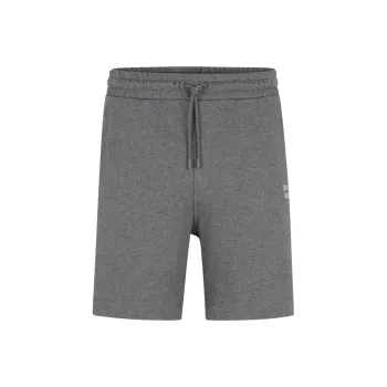 HUGO BOSS Cotton Terry Regular Fit Shorts With Logo Badge Casual Shorts Men's Gray