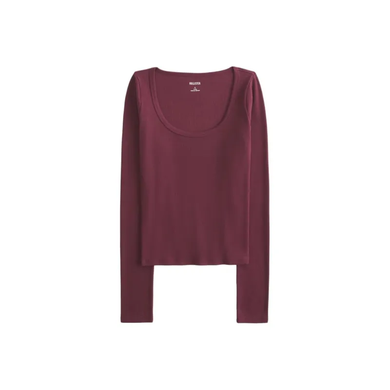 Hollister T Shirt Women's Burgundy-0