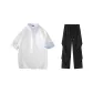 White Top+Black Ice Silk Pants