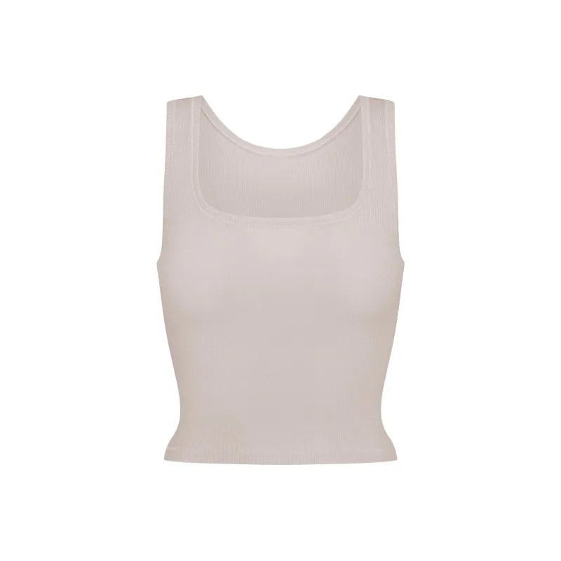 SKIMS COTTON RIB TANK Tank Tops Women's STONE/Stone Color-0