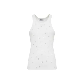 The Attico Logo Embellished Ribbed Top