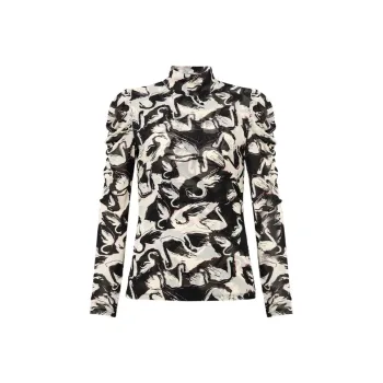 Diane Von Furstenberg Puff Sleeve T-Shirt Women's Black White