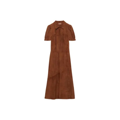 PRADA Short Sleeved Dress Women's Brown