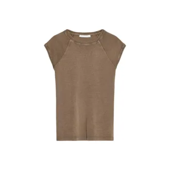 ZARA T Shirt Women's Dark Brown Yellow