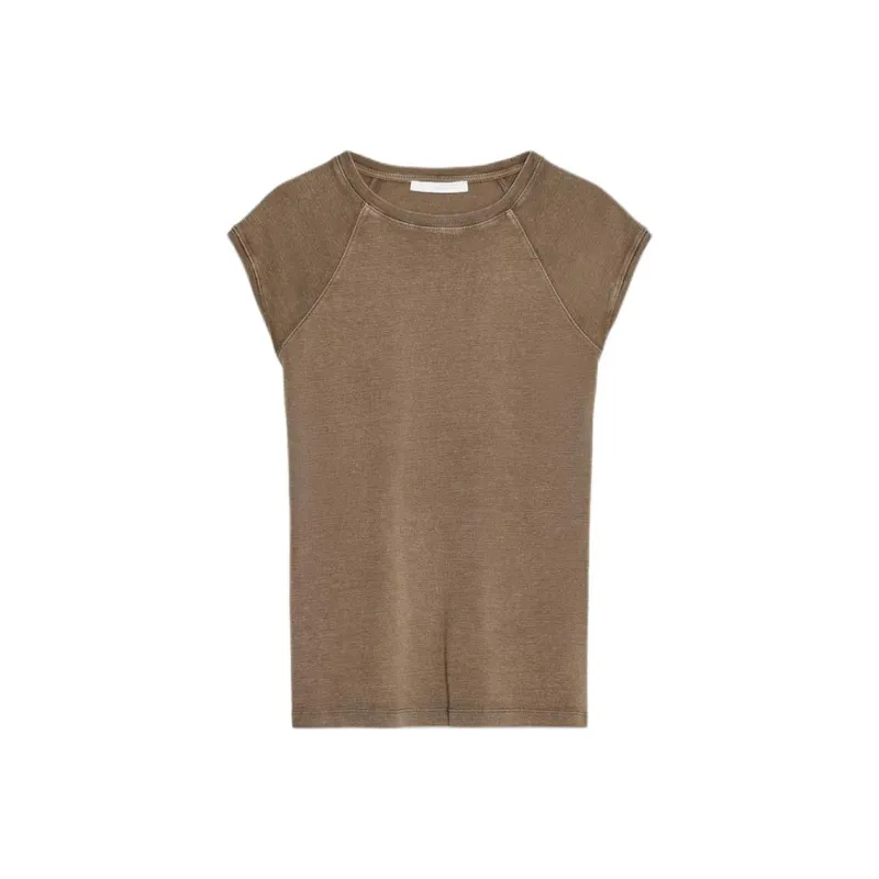 ZARA T Shirt Women's Dark Brown Yellow-0