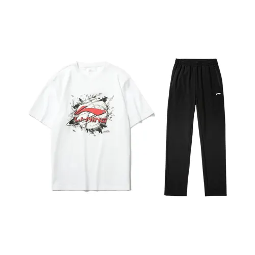 LINING Casual Sportswear Men Set Standard White+Black
